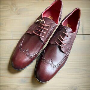 Bruno Magli Maroon Leather Wingtip Dress Shoes Men size 11 (stamped 44 EU)